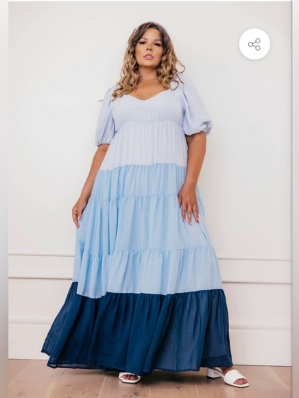 Jessakae Tiered Maxi Colorblock Whimsical Garden Party Luna Blue Dress - Picture 5 of 7